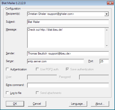 Blat Mailer plugin